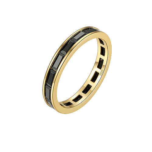 Silver Black Zirconia Band Ring