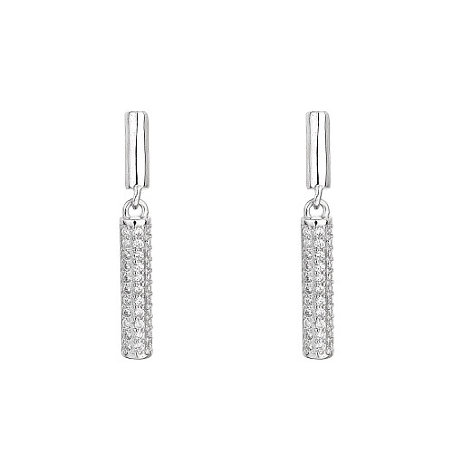Silver Cubic Zirconia Cylinder Stud Earring