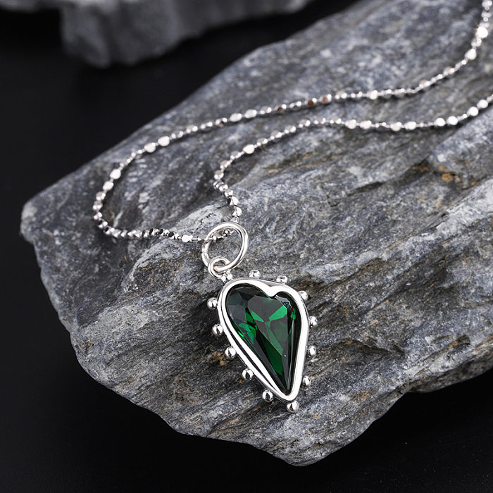 Zirconia Emerald Heart Beads Necklaces