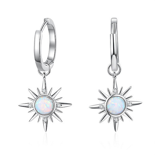 Sparkle Opal Star Charm Hoop Earrings