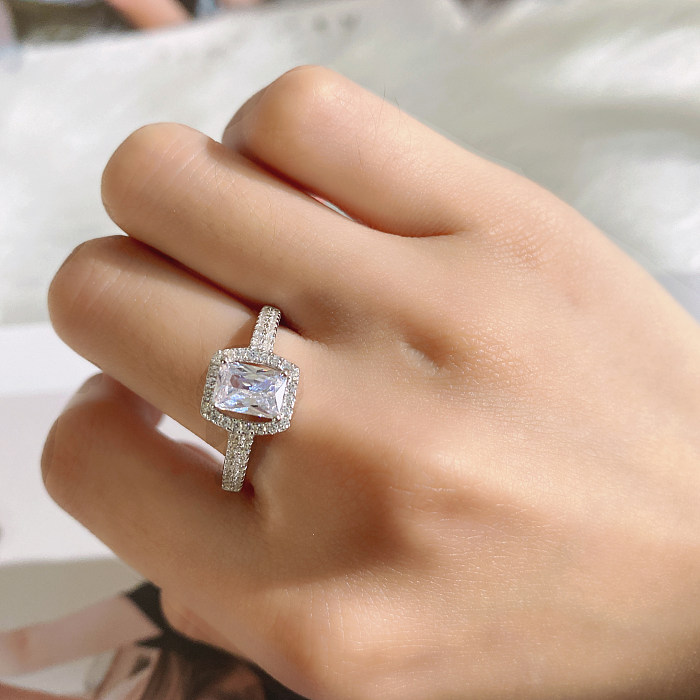 Silver Cubic Zirconia Solitaire Ring