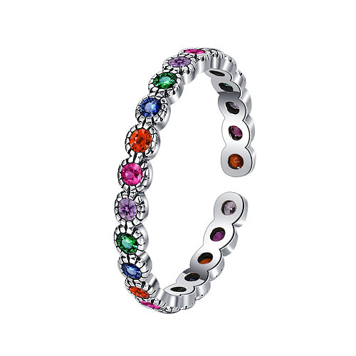 Sterling Silver Colorful Zirconia Vintage Rings