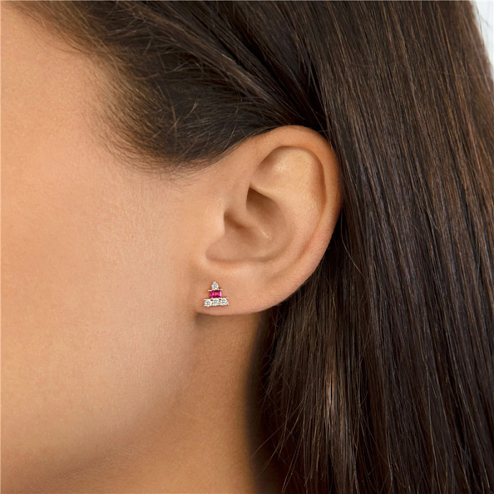 pcs  Sterling Silver Zirconia Triangle Stud Earring