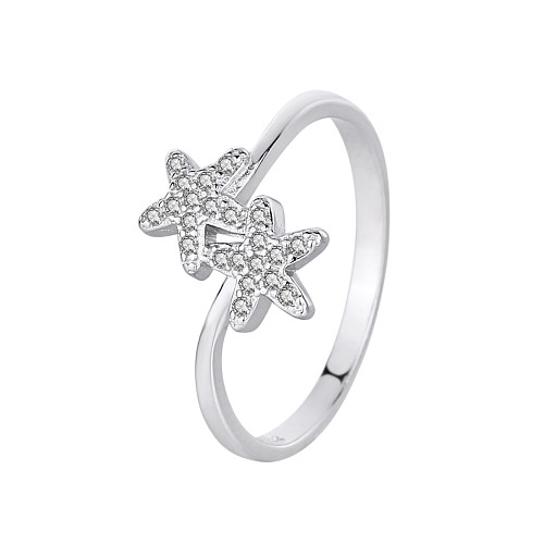 Silver Cubic Zirconia Flower Band Ring