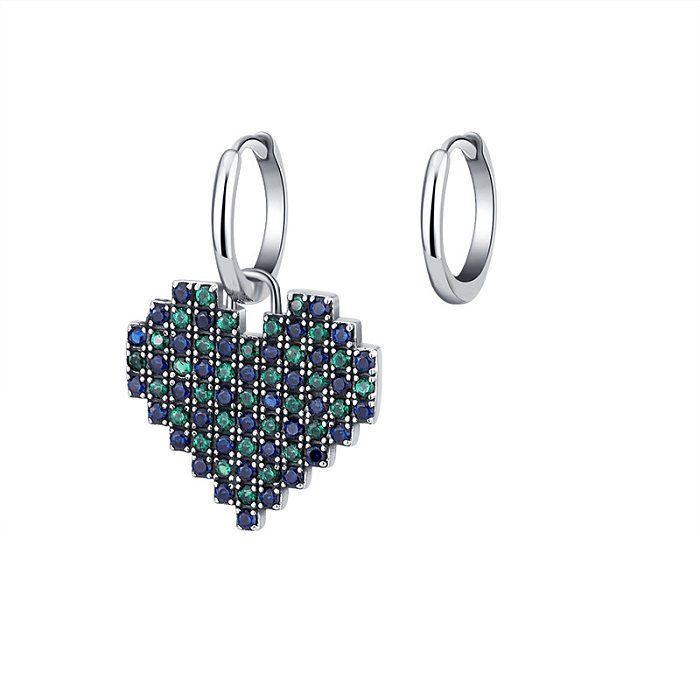 Vintage Zirconia Heart Asymmetric Hoop Earrings