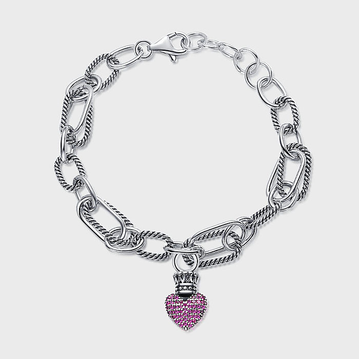 Vintage Zirconia Heart Crown Chain Bracelets