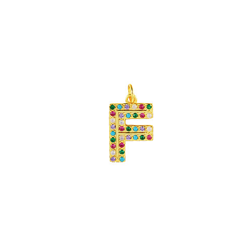 Colorful Zirconia Silver Sterling Letter F Pendant