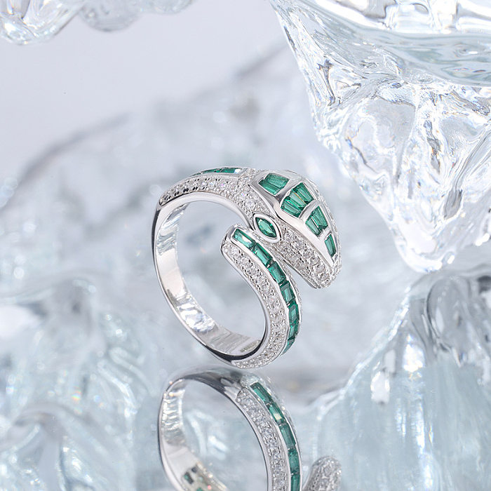 Green Zirconia Snake Open Rings