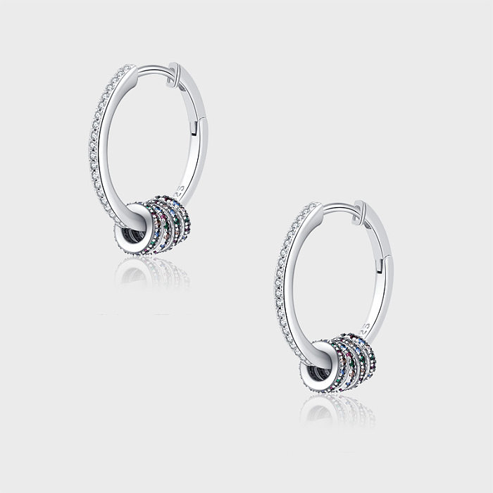 Vintage Rainbow Zirconia Toruses Hoop Earrings