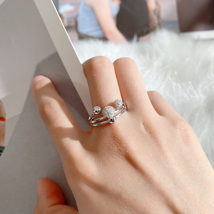 Silver Cubic Zirconia Spherical Band Ring