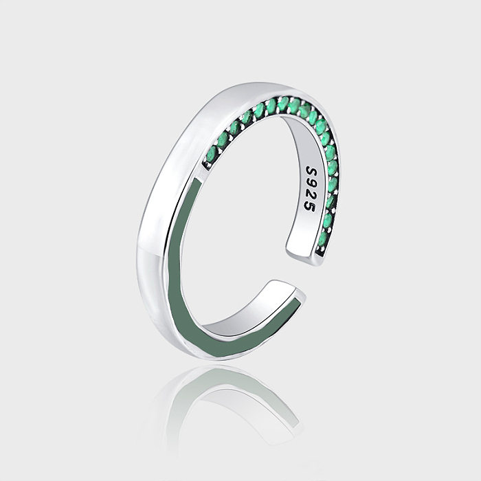 Einfache offene Ringe mit Emaille-Smaragd-Zirkonia