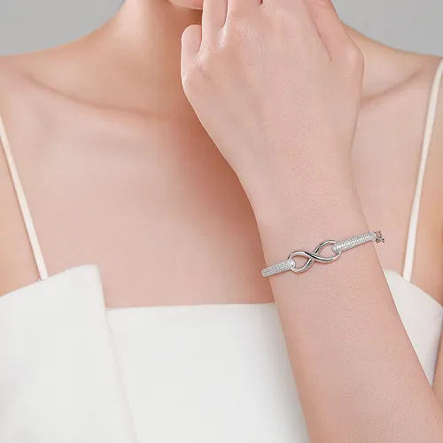 Silver Zirconia Infinity Love Bangles