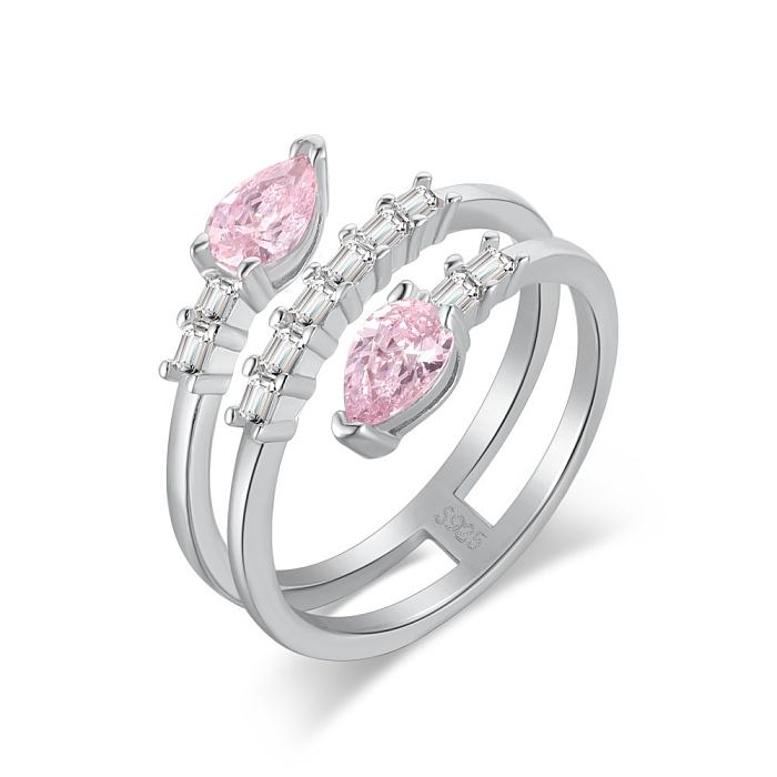 Bague en zircone rose à rangées spirales