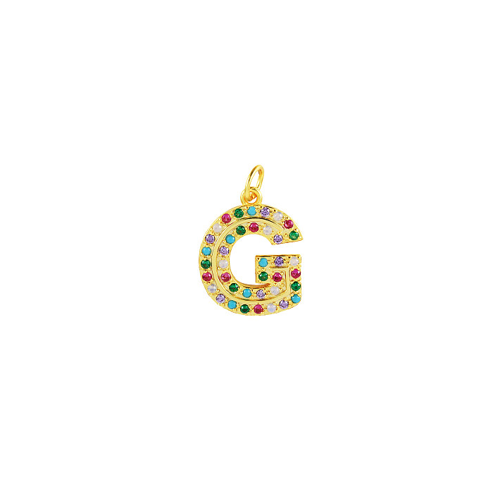 Pendentif lettre G en argent sterling avec zircone colorée