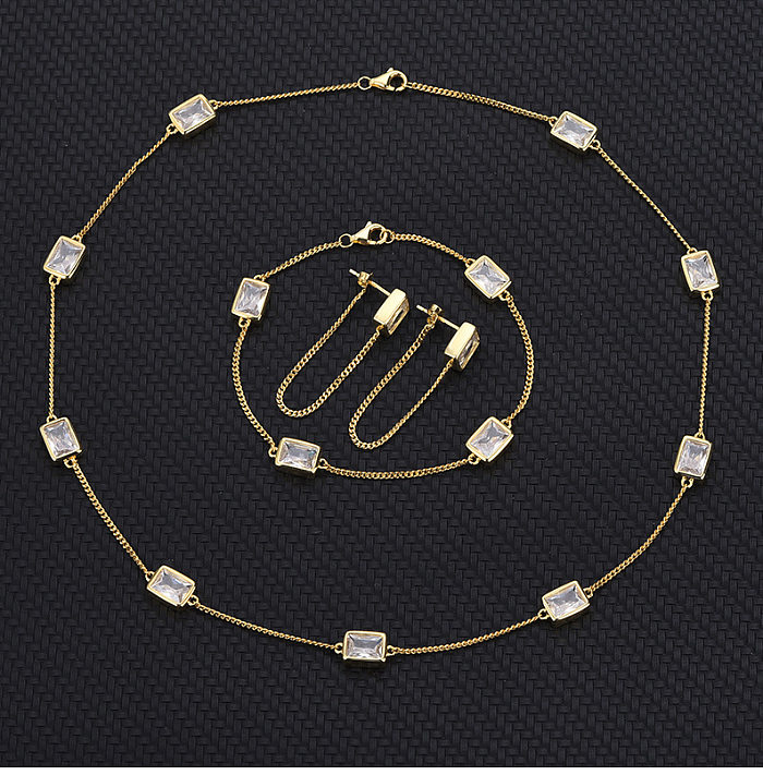 Bracelets à chaîne rectangulaire en argent sterling avec zircone cubique
