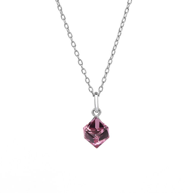 Austrian Crystals Cube Cubic Zirconia Pendant Necklace