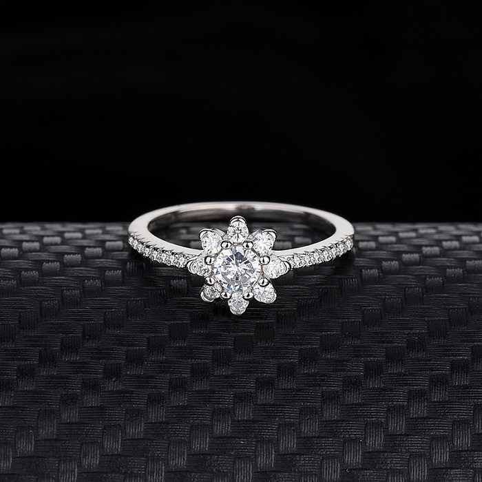 Silver Cubic Zirconia Flower Band Ring