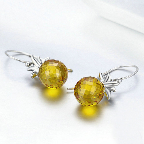 Boucles d'oreilles pendantes en forme de pipeapple et zircone