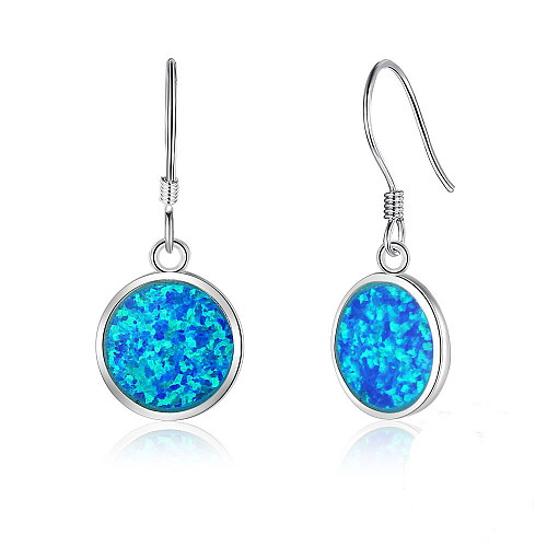 Boucle d'oreille pendante en opale bleue vintage