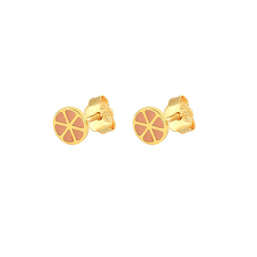 Boucles d'oreilles à tige en forme de fruit orange argenté pour enfants