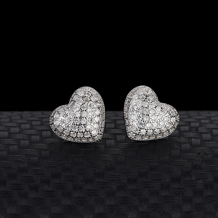 Cubic Zirconia Love Heart Stud Earring