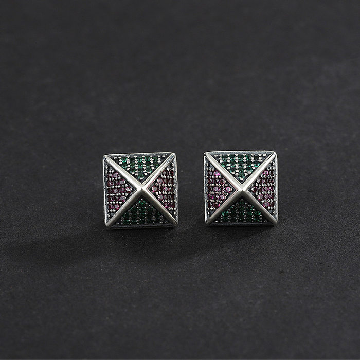 Vintage Zirconia Pyramid Stud Earrings