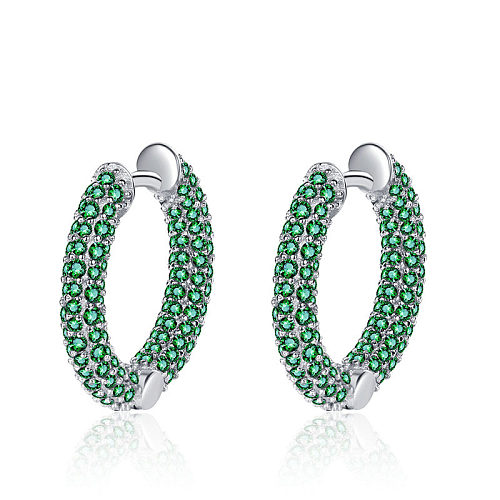 Vintage Full Zirconia C Shape Hoop Earrings