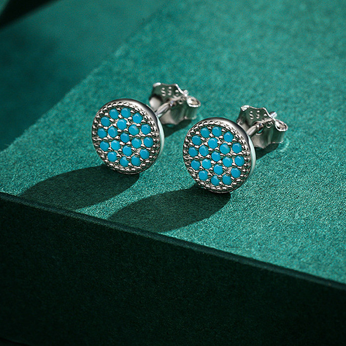 Elegant Turquoise Zirconia Stud Earring