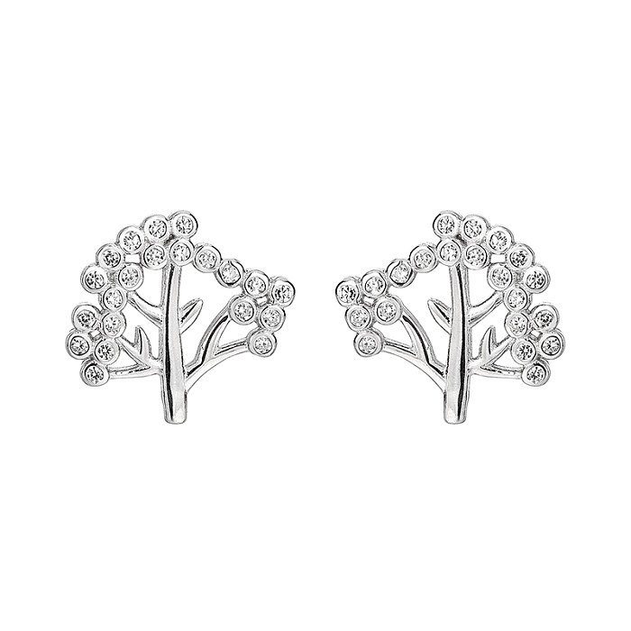 Cubic Zirconia Lucky Tree Stud Earring