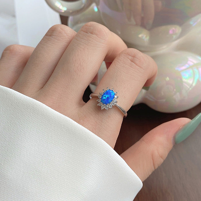 Ring aus Sterlingsilber mit Vintage-Zirkonia-Opal
