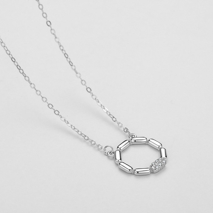 Sterling Silver Zirconia Round Necklaces