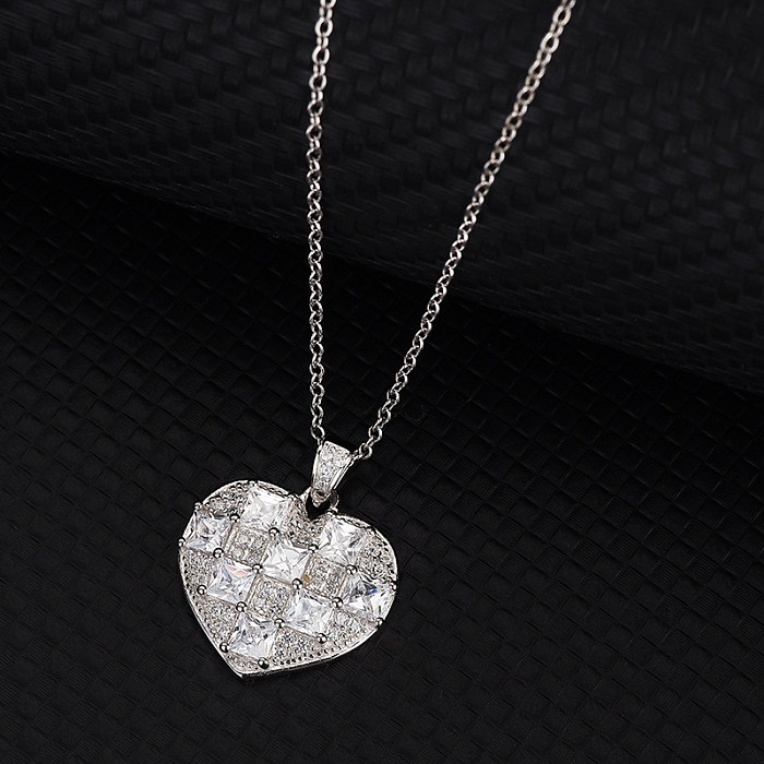 Silver Cubic Zirconia Heart Necklace