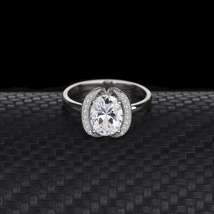 Silver Cubic Zirconia Solitaire Ring