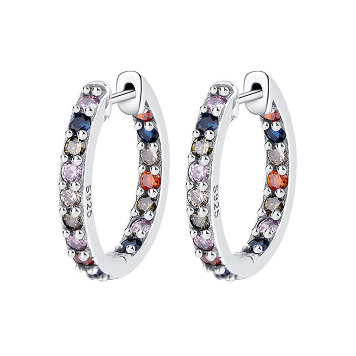 Luxury Rainbow Zirconia Huggie Hoop Earrings