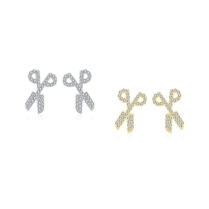 Kids  Silver Zirconia Scissor Stud Earring