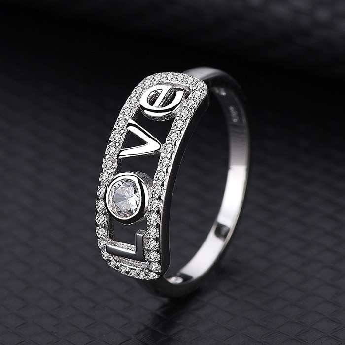 Silver Cubic Zirconia Love Band Ring