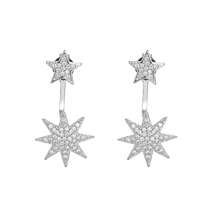 Silver Cubic Zirconia Star Ear Jacket