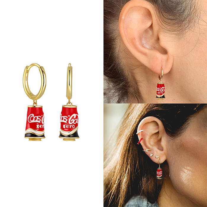 Pendientes Aros Coca Cola Plata Infantil