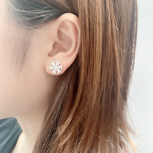 Cubic Zirconia Snowflake Stud Earring