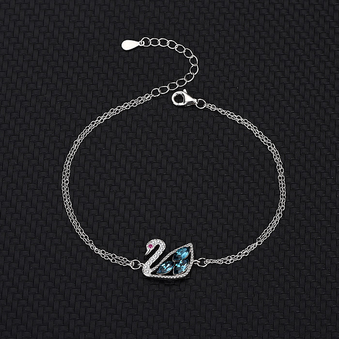 Bracelet en zircone cubique avec cristaux autrichiens et cygne