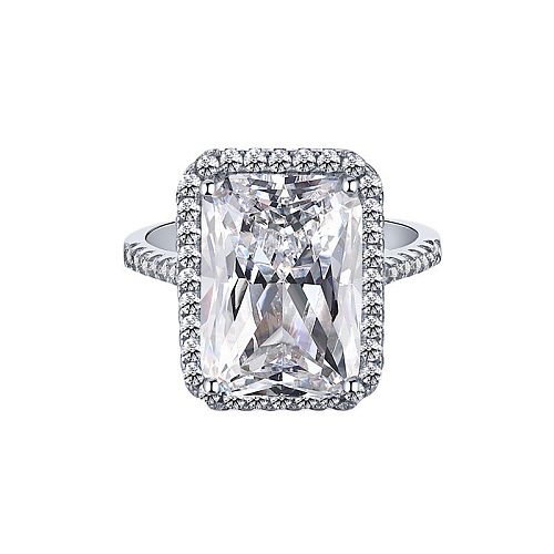 A Curshed Ice Radiant Cut Zirconia Solitaire Ring