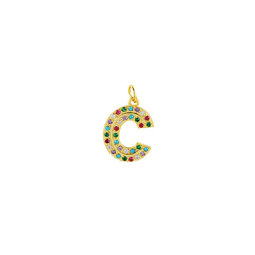 Colorful Zirconia Silver Sterling Letter C Pendant