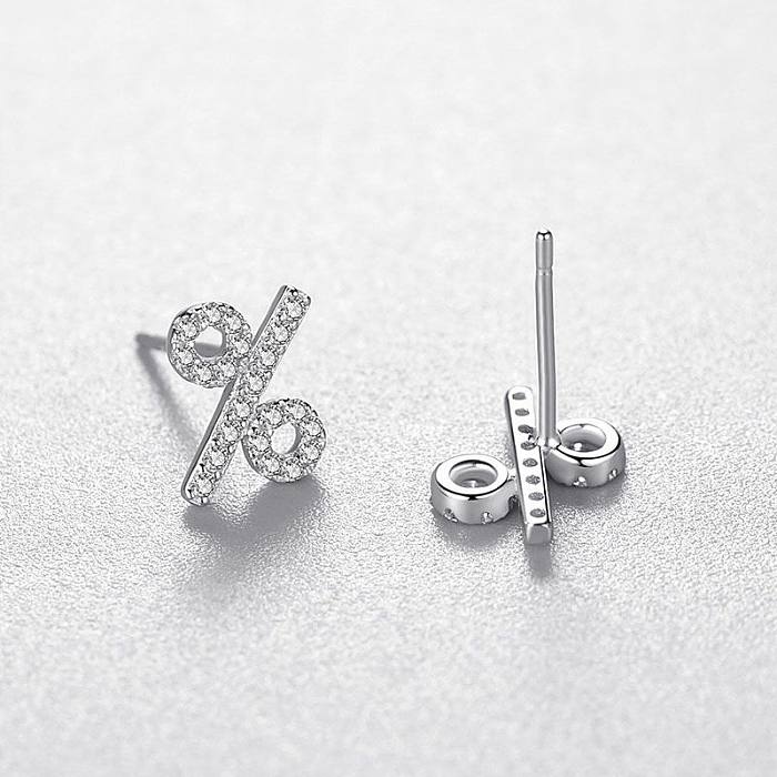 Sterling Silver Zirconia Symbol Stud Earrings