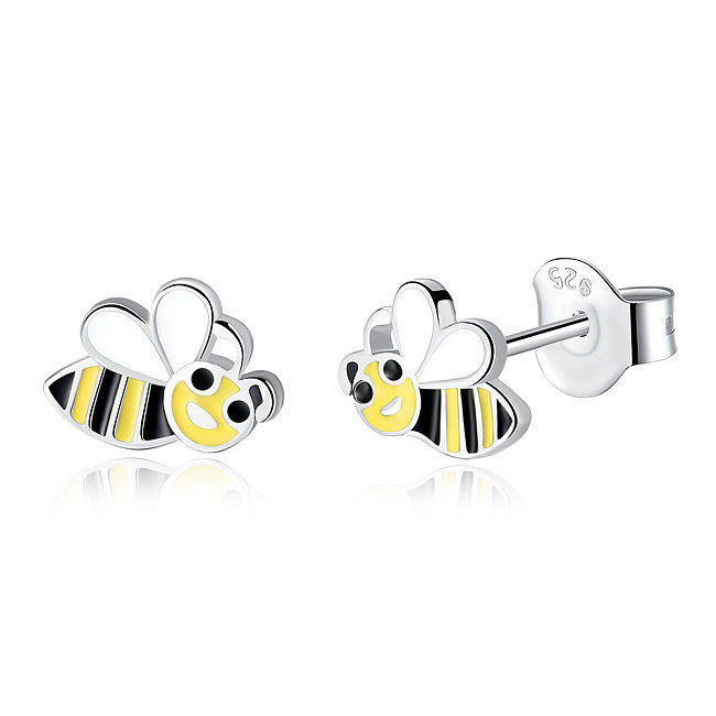 Pendientes infantiles de plata con diseño de abejas