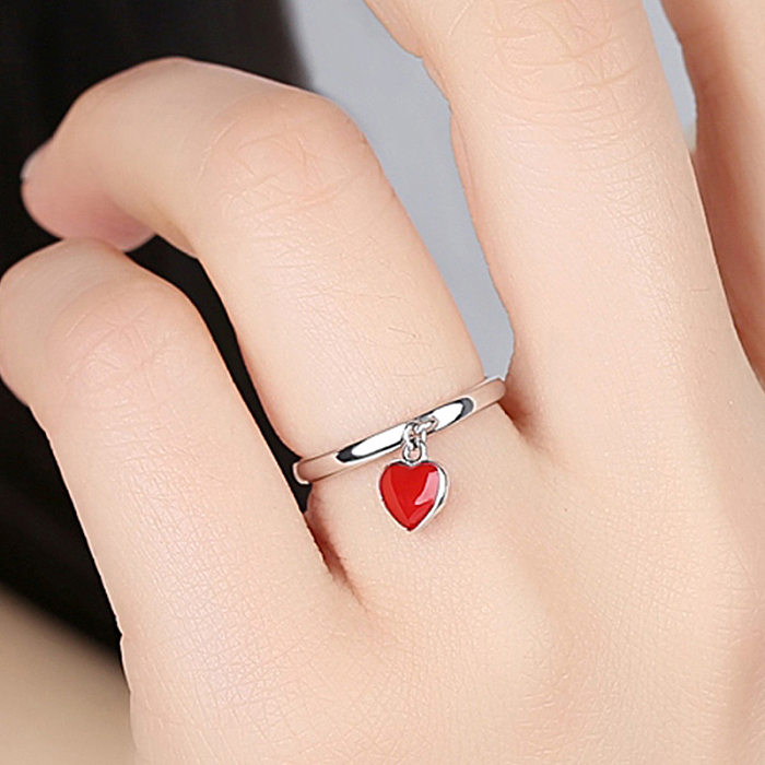 Anillos de corazón para niños de plata de ley