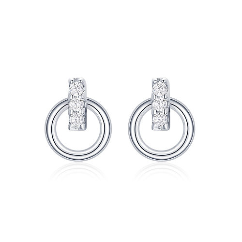 Sterling Silver CZ Round Stud Earrings