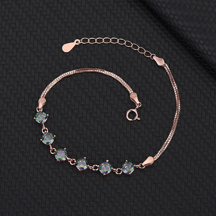 Silver Cubic Zirconia Chain Bracelet