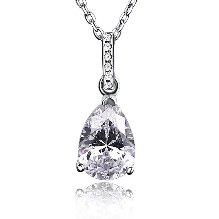 Sterling Silver CZ Waterdrop Necklaces