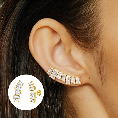 Zirconia Line Sterling Silver Stud Earring