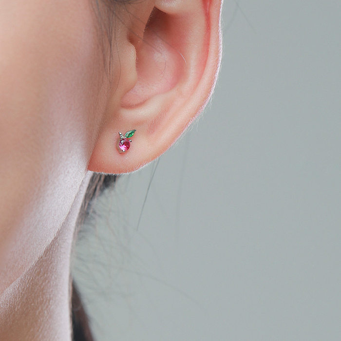 Kids  Silver Zirconia Cherry Stud Earring